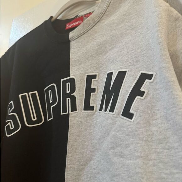 Supreme Split Crewneck Sweatshirt Black / Grey, medium - Picture 7 of 8